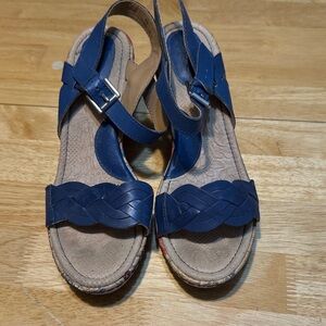 boc Blue Braided Leather Slingback Sandals